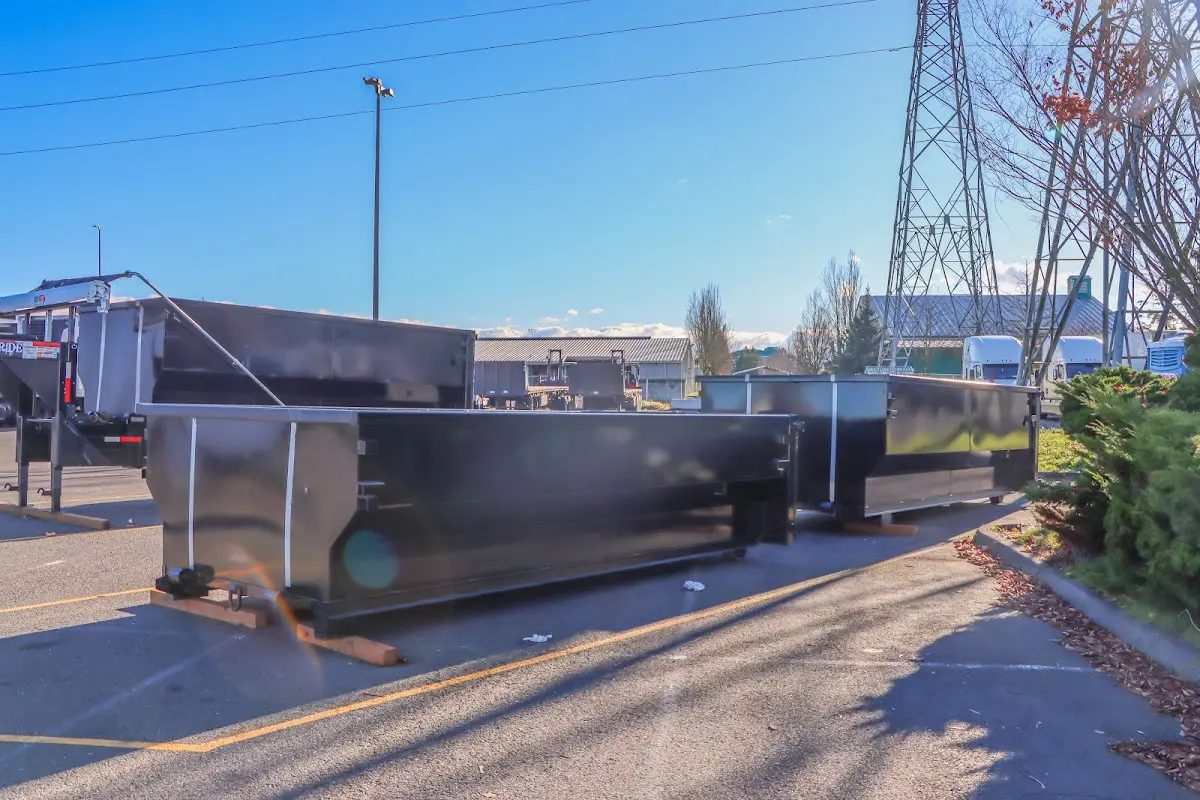 Roll-off dumpster ready for waste disposal at job site for Construction Dumpster Rental in Dublin